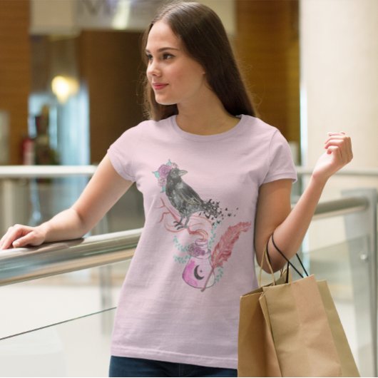 Gothic Raven Liebe floral Graphic T-Shirt