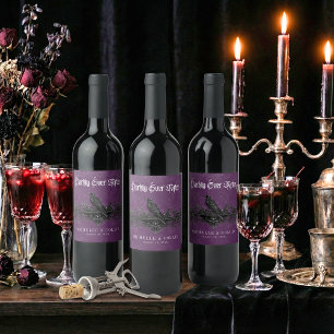 Gothic Raven Lila Dunkel Für Immer Hochzeit Weinetikett