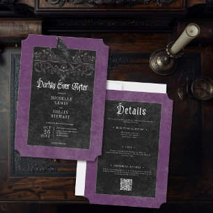 Gothic Raven Lila Dunkle Ewigkeit Hochzeit Einladung