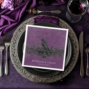 Gothic Raven Lila Dunkle Ewigkeit Hochzeit Serviette