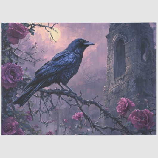 Gothic Raven Lila Rose Decoupage Seidenpapier (Vorderseite)