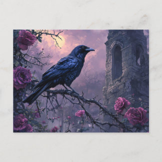 Gothic Raven Lila Rose Postkarte