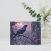 Gothic Raven Lila Rose Postkarte (Stehend Vorderseite)
