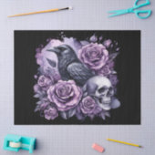 Gothic Raven Lila Rose Skull Decoupage Seidenpapier (Basteln)