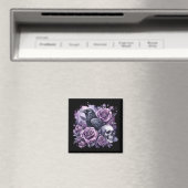 Gothic Raven Lila Rose Skull Magnet (In Situ (Geschirrspüler))