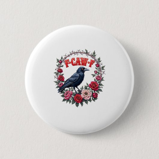 Gothic Raven Lustiger Halloween F-Caw-F Krähe Vint Button (Vorderseite)