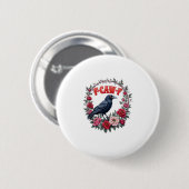 Gothic Raven Lustiger Halloween F-Caw-F Krähe Vint Button (Vorne & Hinten)