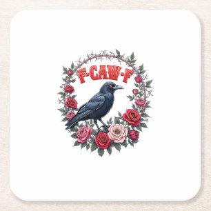 Gothic Raven Lustiger Halloween F-Caw-F Krähe Vint Rechteckiger Pappuntersetzer