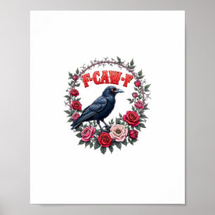 Gothic Raven Lustiger Halloween-F Caw F Vintage Poster