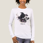 Gothic Raven & Midnight Blooms Long Sleeve Tri-Blend Shirt (Vorderseite)