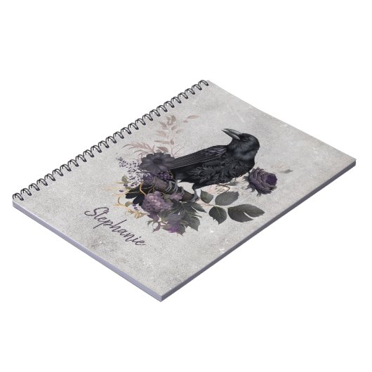 Gothic Raven & Midnight Blooms Notizblock (Linke Seite)