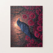 Gothic Raven mit Dark Red Poppies Puzzle (Vertikal)