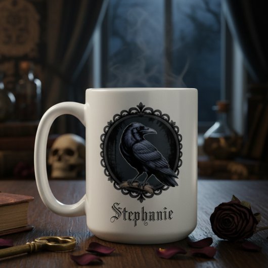 Gothic Raven mit Namen Kaffeetasse