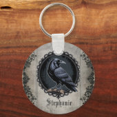 Gothic Raven mit Namen Schlüsselanhänger (Vorderseite)