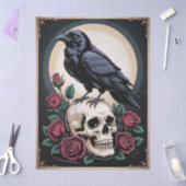 Gothic Raven mit Skull und Rose Decoupage Seidenpapier (Basteln)