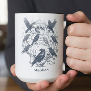 Gothic Raven Mondschädel Dark Academia Geschenk Tasse