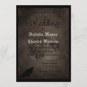 Gothic Raven & Moon Wedding Einladung