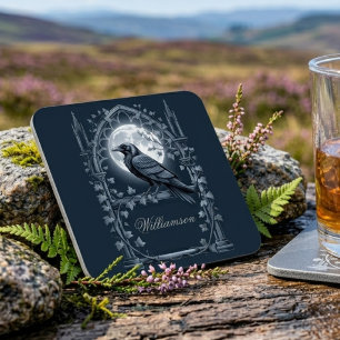 Gothic Raven Moonlit Getränkeuntersetzer