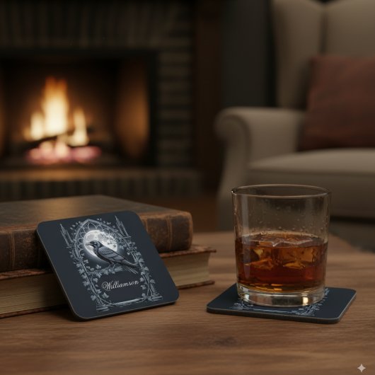 Gothic Raven Moonlit Getränkeuntersetzer