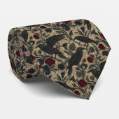 Gothic Raven Necktie - Floral & Raven Pattern Krawatte (Gerollt)
