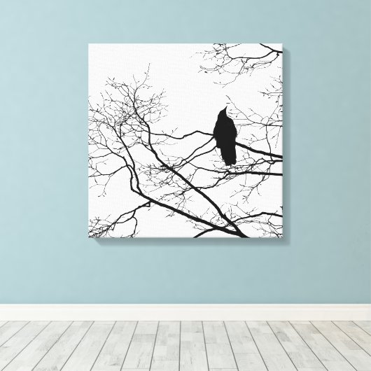 Gothic Raven on a Treff Branch Art Leinwand (Insitu (Holzboden))