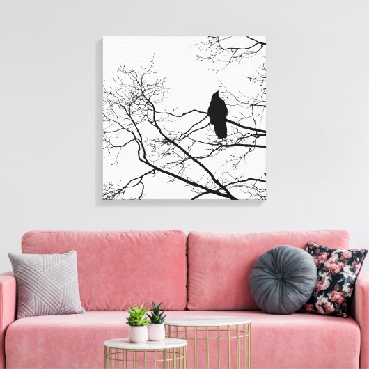 Gothic Raven on a Treff Branch Art Leinwand (Insitu (Wohnzimmer))