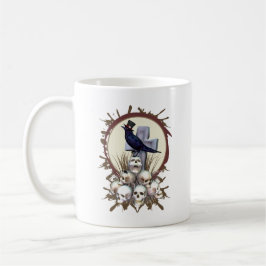 Gothic Raven on Pile of Skulls Bird Tasse