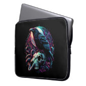 Gothic Raven on Skull Laptopschutzhülle (Vorderseite Links)