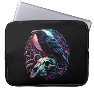 Gothic Raven on Skull Laptopschutzhülle