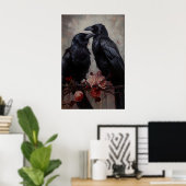 Gothic Raven Paar Kunstprint viktorianischer Rabe Poster (Heimbüro)