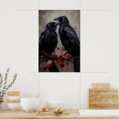 Gothic Raven Paar Kunstprint viktorianischer Rabe Poster (Küche)
