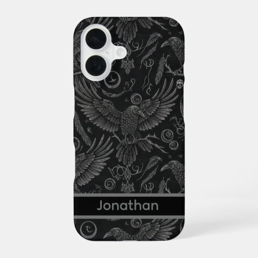 Gothic Raven Pattern iPhone Case iPhone 16 Hülle (Rückseite)