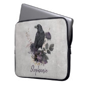 Gothic Raven Personalisierte Dunkle Flora Laptopschutzhülle (Vorderseite Links)