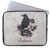 Gothic Raven Personalisierte Dunkle Flora Laptopschutzhülle (Vorderseite)