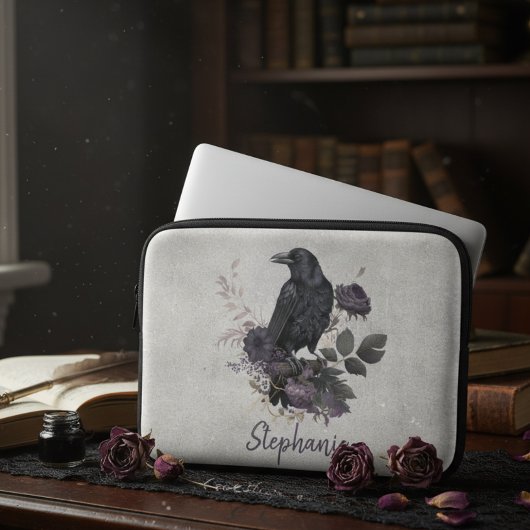 Gothic Raven Personalized Dark Flora Laptopschutzhülle