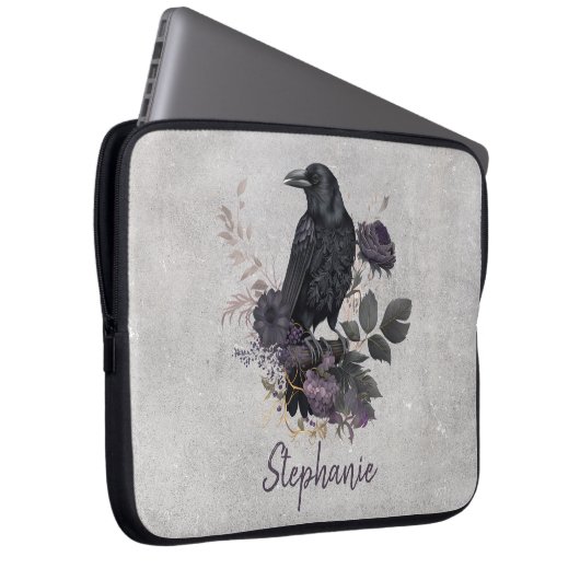 Gothic Raven Personalized Dark Flora Laptopschutzhülle (Vorne Rechts)