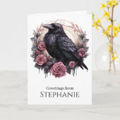 Gothic Raven Pink Rose Dark Academia Karte (Gelbe Blume)