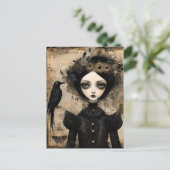 Gothic Raven Princess Collage Postkarte (Stehend Vorderseite)
