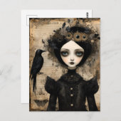Gothic Raven Princess Collage Postkarte (Vorne/Hinten)