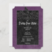 Gothic Raven Purple Darkly Ever After Wedding Einladung (Vorderseite)