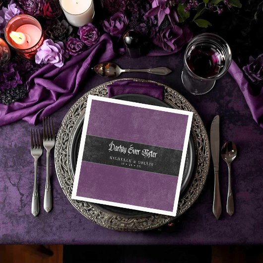 Gothic Raven Purple Darkly Ever After Wedding Serviette