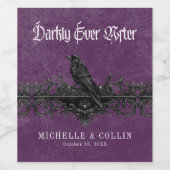 Gothic Raven Purple Darkly Ever After Wedding Weinetikett (Einzelnes Label)