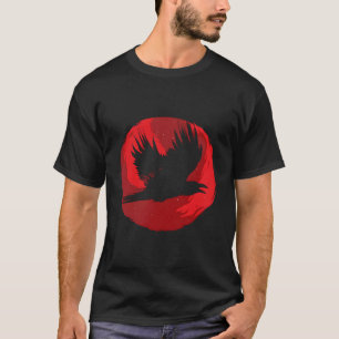 Gothic Raven Red Moon Black Crow T-Shirt