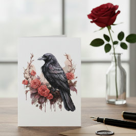 Gothic Raven Red Rose Dark Academia