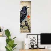 Gothic Raven Red & Rose Poster (Heimbüro)