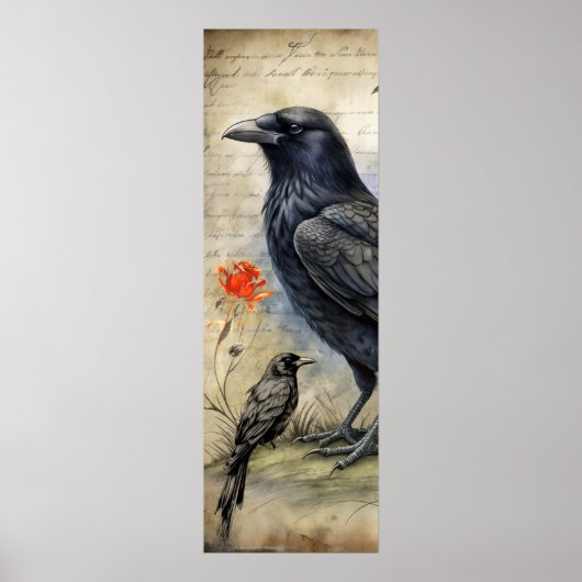 Gothic Raven Red & Rose Poster (Vorne)