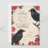 Gothic Raven Rose Halloween-Party Einladung (Vorderseite)
