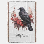 Gothic Raven Rose Throw Blanket Decke (Vorderseite Vertikal)