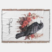 Gothic Raven Rose Throw Blanket Decke (Vorderseite)
