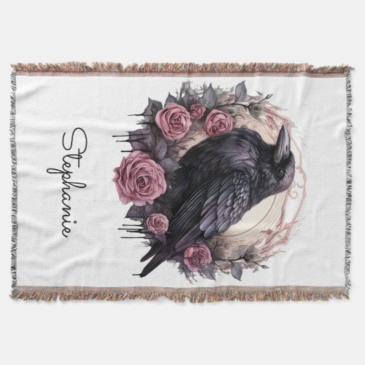 Gothic Raven Rose Throw Blanket Decke (Vorderseite)